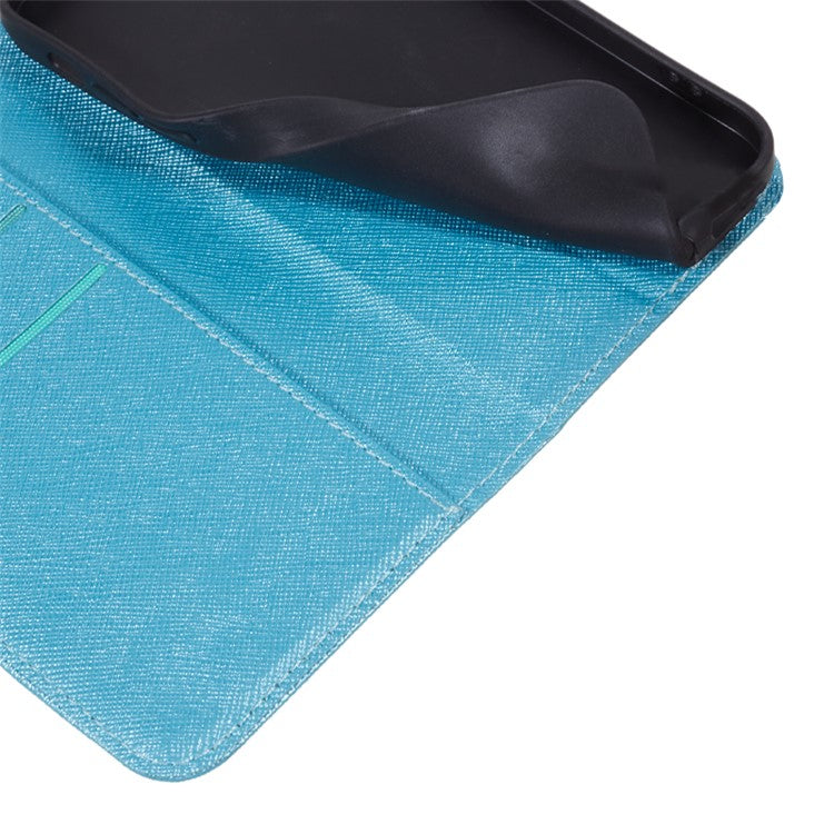 For Samsung Galaxy M15 5G / F15 5G Case Flip Wallet PU Leather Cross Texture Phone Cover - Sky Blue
