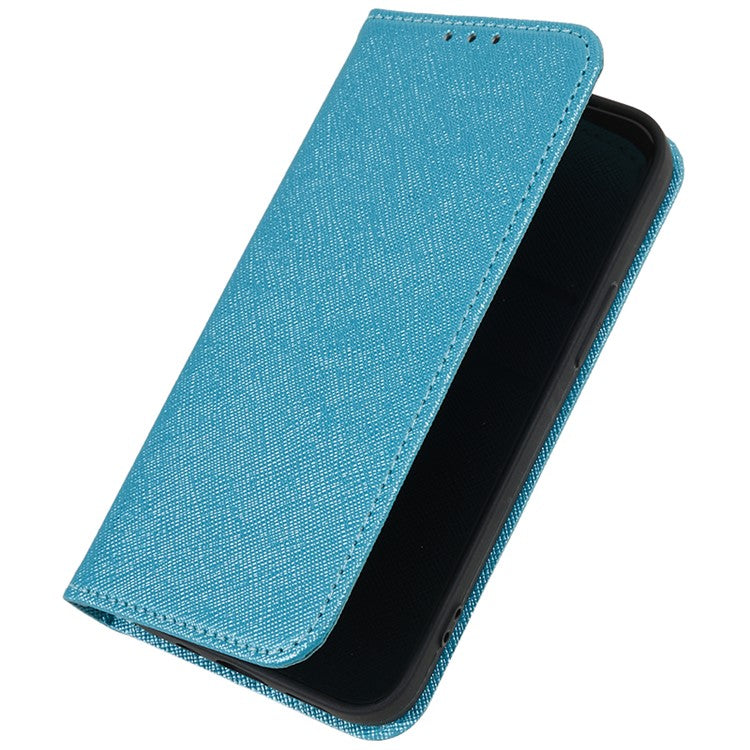 For Samsung Galaxy M15 5G / F15 5G Case Flip Wallet PU Leather Cross Texture Phone Cover - Sky Blue