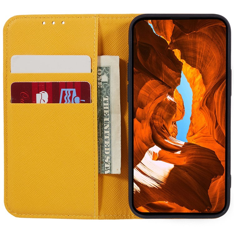 For Samsung Galaxy M15 5G / F15 5G Case Flip Wallet PU Leather Cross Texture Phone Cover - Yellow