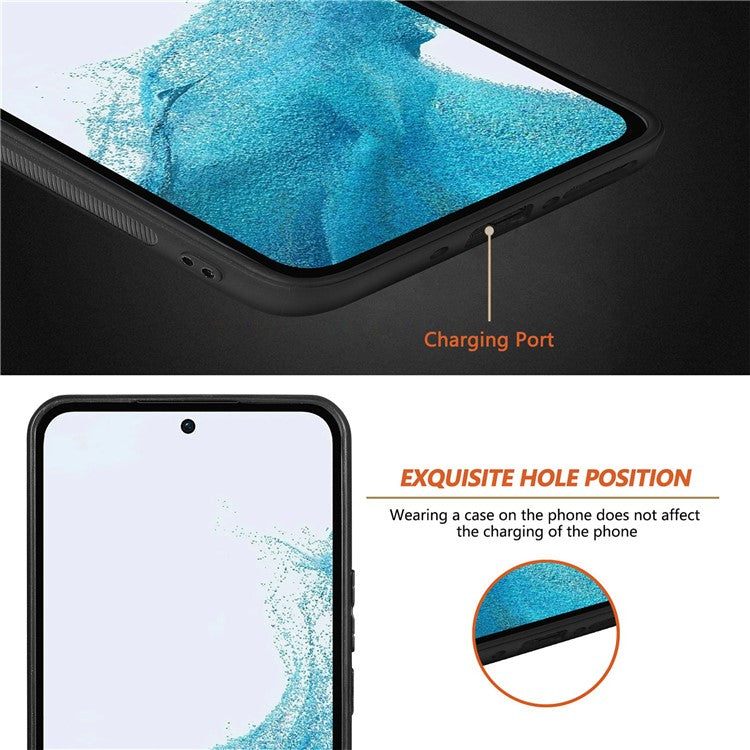 C1 for Samsung Galaxy A15 4G / 5G Case Carbon Fiber Texture PU Leather Anti-Scratch Back Cover - Black