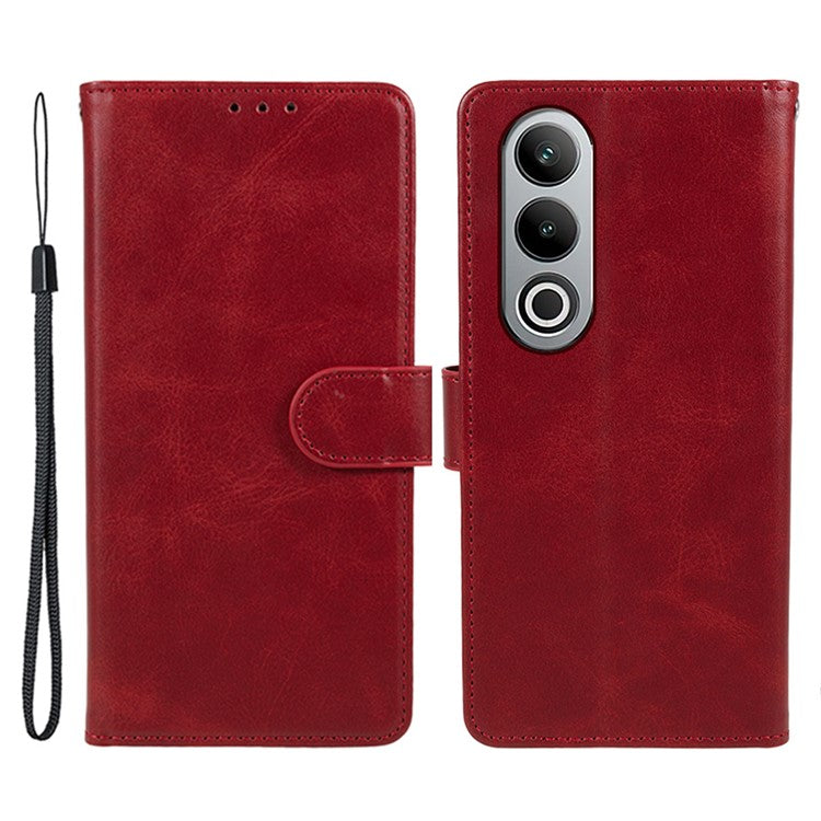 For OnePlus Nord CE4 5G Cover Calf Texture Cell Phone Case with Magnetic Clasp - Red