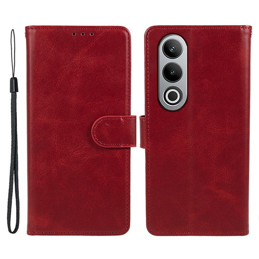 For OnePlus Nord CE4 5G Cover Calf Texture Cell Phone Case with Magnetic Clasp - Red