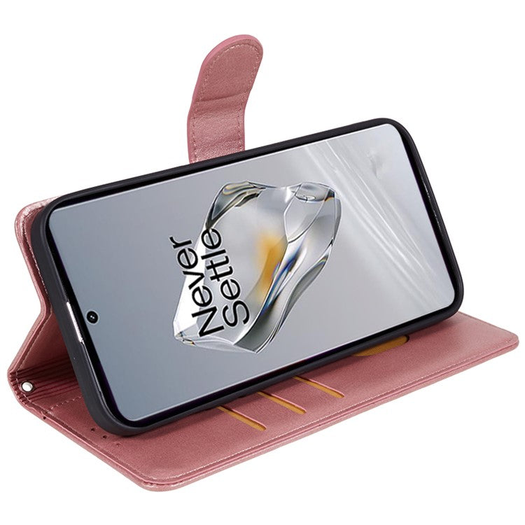 For OnePlus Nord CE4 5G Cover Calf Texture Cell Phone Case with Magnetic Clasp - Rose Gold