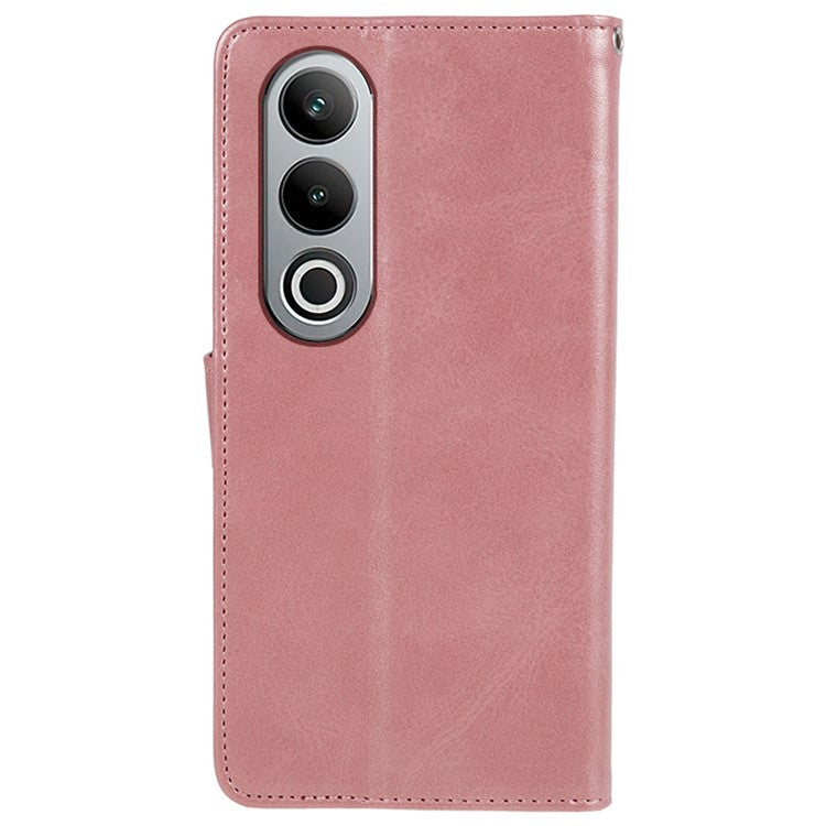 For OnePlus Nord CE4 5G Cover Calf Texture Cell Phone Case with Magnetic Clasp - Rose Gold