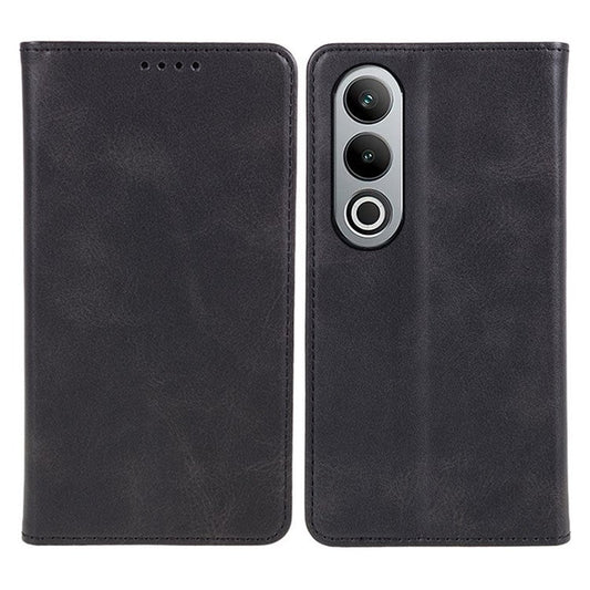 For OnePlus Nord CE4 5G Case PU Leather Wallet Cover Calf Texture Phone Shell with Magnetic Clasp - Black
