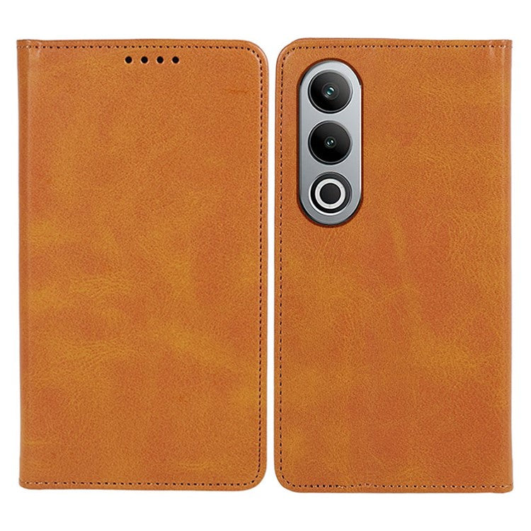 For OnePlus Nord CE4 5G Case PU Leather Wallet Cover Calf Texture Phone Shell with Magnetic Clasp - Khaki