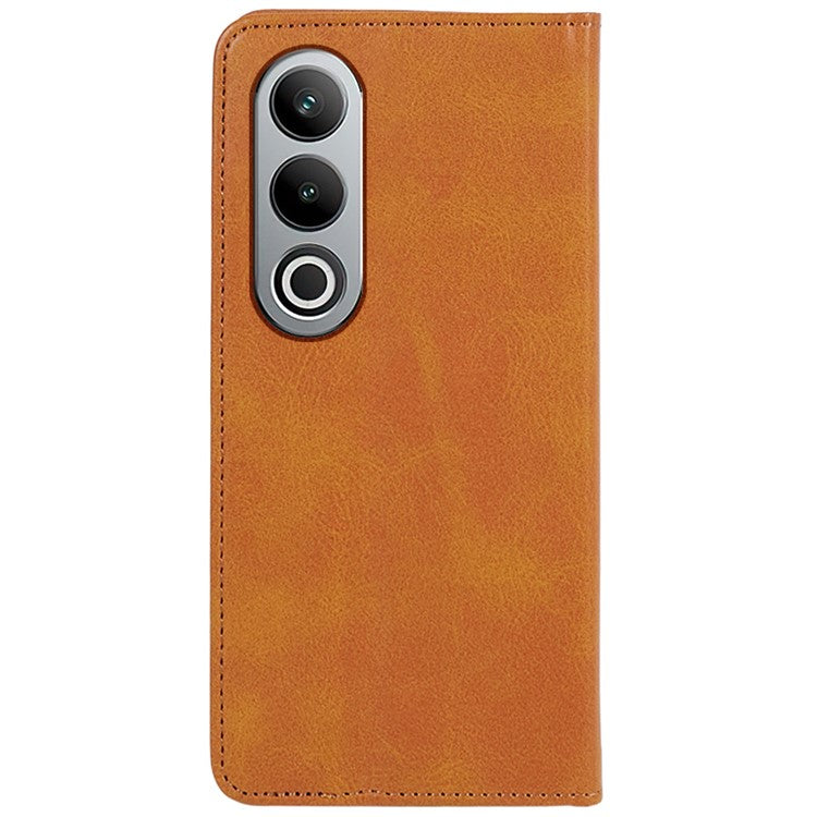 For OnePlus Nord CE4 5G Case PU Leather Wallet Cover Calf Texture Phone Shell with Magnetic Clasp - Khaki