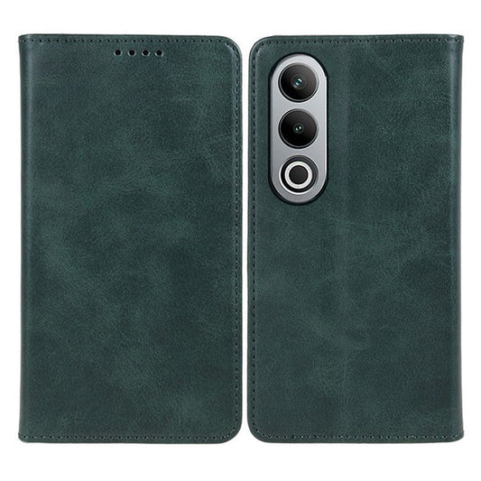 For OnePlus Nord CE4 5G Case PU Leather Wallet Cover Calf Texture Phone Shell with Magnetic Clasp - Blackish Green