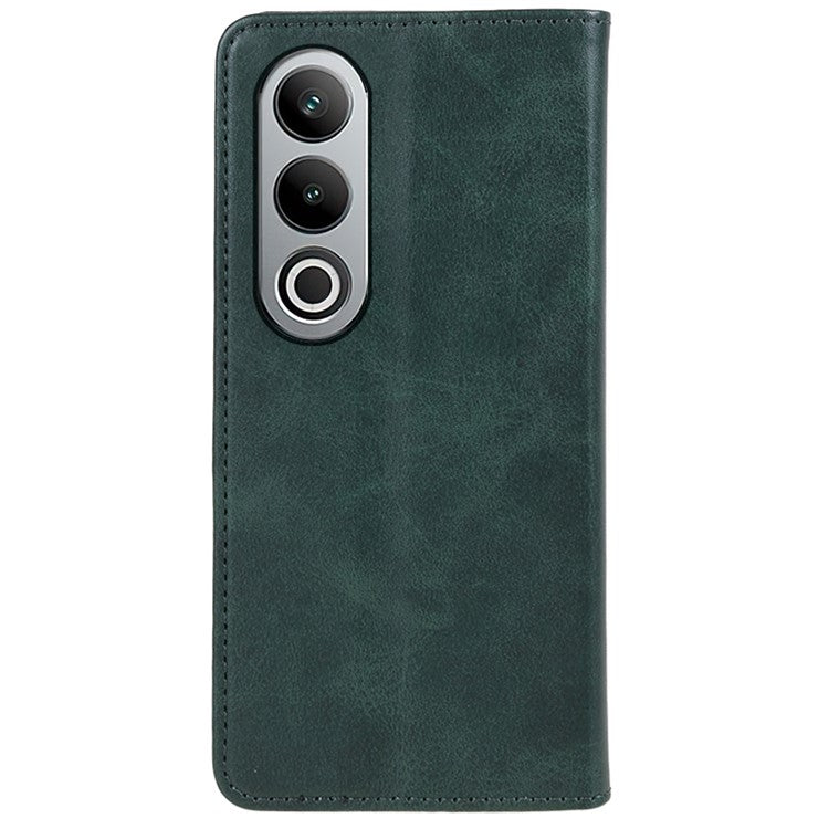 For OnePlus Nord CE4 5G Case PU Leather Wallet Cover Calf Texture Phone Shell with Magnetic Clasp - Blackish Green