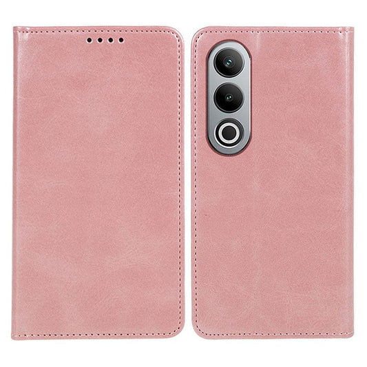 For OnePlus Nord CE4 5G Case PU Leather Wallet Cover Calf Texture Phone Shell with Magnetic Clasp - Rose Gold