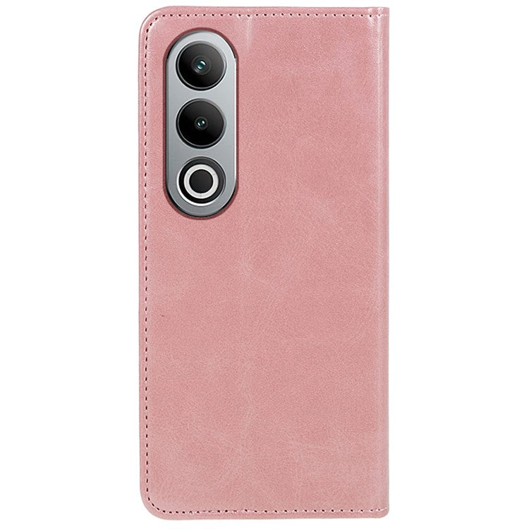 For OnePlus Nord CE4 5G Case PU Leather Wallet Cover Calf Texture Phone Shell with Magnetic Clasp - Rose Gold