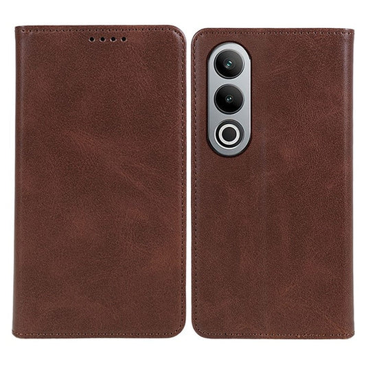 For OnePlus Nord CE4 5G Case PU Leather Wallet Cover Calf Texture Phone Shell with Magnetic Clasp - Brown