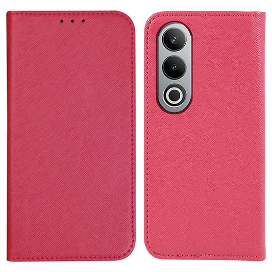For OnePlus Nord CE4 5G Case PU Leather Phone Cover Cross Texture Flip Wallet - Pink