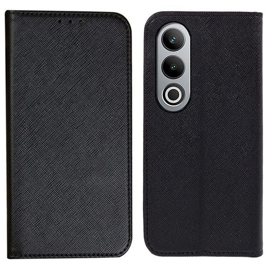 For OnePlus Nord CE4 5G Case PU Leather Phone Cover Cross Texture Flip Wallet - Black
