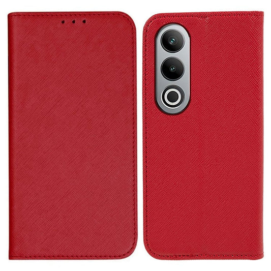 For OnePlus Nord CE4 5G Case PU Leather Phone Cover Cross Texture Flip Wallet - Red