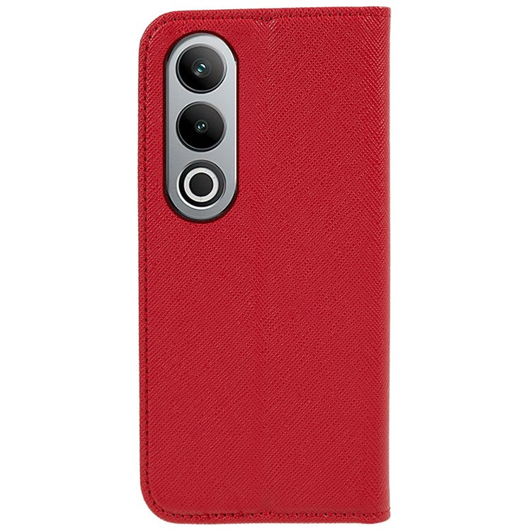 For OnePlus Nord CE4 5G Case PU Leather Phone Cover Cross Texture Flip Wallet - Red