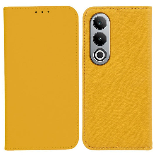 For OnePlus Nord CE4 5G Case PU Leather Phone Cover Cross Texture Flip Wallet - Yellow