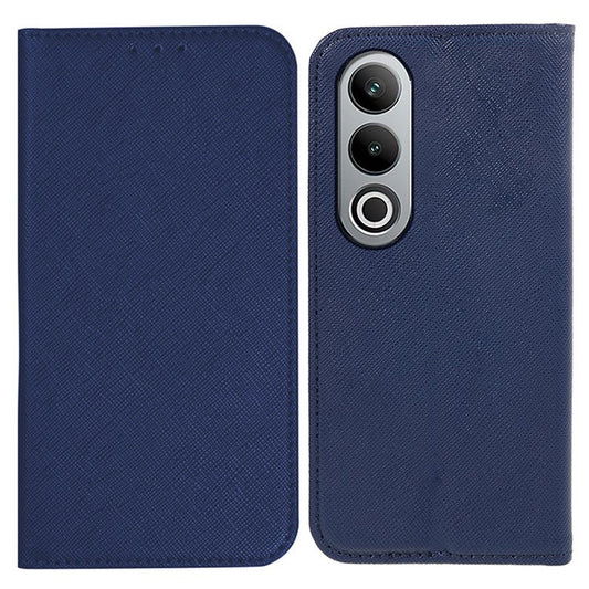For OnePlus Nord CE4 5G Case PU Leather Phone Cover Cross Texture Flip Wallet - Dark Blue