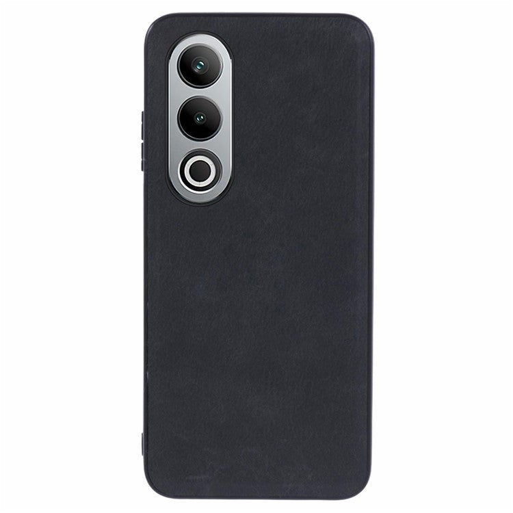 For OnePlus Nord CE4 5G Leather Case PC+TPU Hybrid Phone Cover Retro Pure Color Design - Black