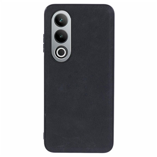 For OnePlus Nord CE4 5G Leather Case PC+TPU Hybrid Phone Cover Retro Pure Color Design - Black