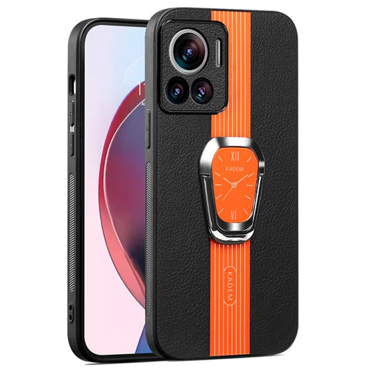 KADEM For Motorola Edge 30 Ultra 5G / Moto X30 Pro 5G Kickstand PU+TPU+Acrylic Phone Cover Anti-Scratch Shell - Orange