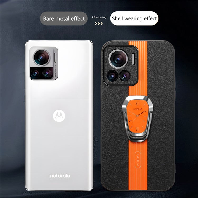KADEM For Motorola Edge 30 Ultra 5G / Moto X30 Pro 5G Kickstand PU+TPU+Acrylic Phone Cover Anti-Scratch Shell - Orange