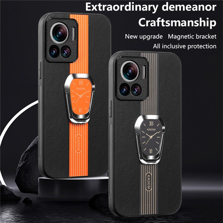 KADEM For Motorola Edge 30 Ultra 5G/Moto X30 Pro 5G Kickstand PU+TPU+Acrylic Phone Cover Anti-Scratch Shell - Black