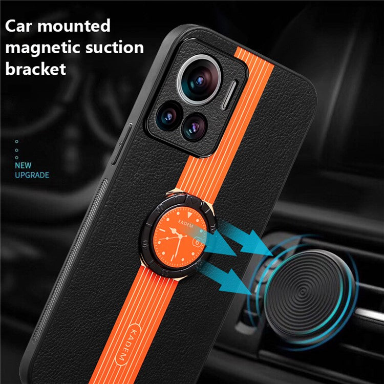 KADEM For Motorola Moto X30 Pro 5G / Edge 30 Ultra 5G PU Leather+Acrylic+TPU Phone Case Supports Magnetic Car Holder  - Orange