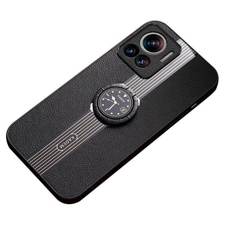 KADEM For Motorola Moto X30 Pro 5G / Edge 30 Ultra 5G PU Leather+Acrylic+TPU Phone Case Supports Magnetic Car Holder  - Black