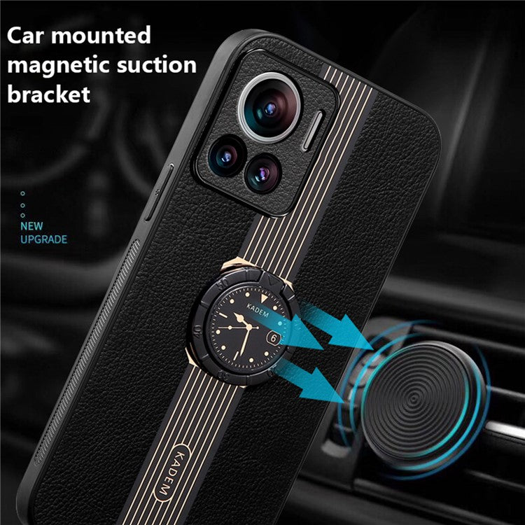 KADEM For Motorola Moto X30 Pro 5G / Edge 30 Ultra 5G PU Leather+Acrylic+TPU Phone Case Supports Magnetic Car Holder  - Black