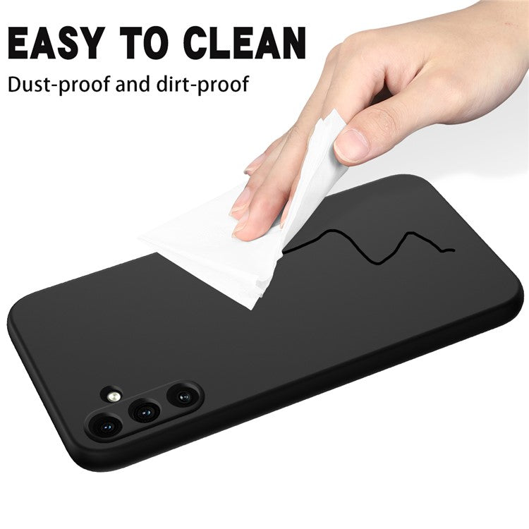 For Samsung Galaxy M15 5G / F15 5G Case Scratchproof Liquid Silicone Phone Cover with Wrist Strap - Black