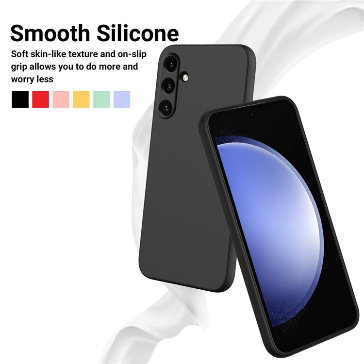 For Samsung Galaxy M15 5G / F15 5G Case Scratchproof Liquid Silicone Phone Cover with Wrist Strap - Black