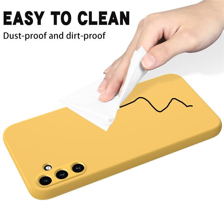 For Samsung Galaxy M15 5G / F15 5G Case Scratchproof Liquid Silicone Phone Cover with Wrist Strap - Yellow