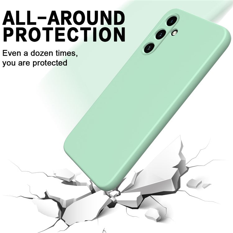 For Samsung Galaxy M15 5G / F15 5G Case Scratchproof Liquid Silicone Phone Cover with Wrist Strap - Green