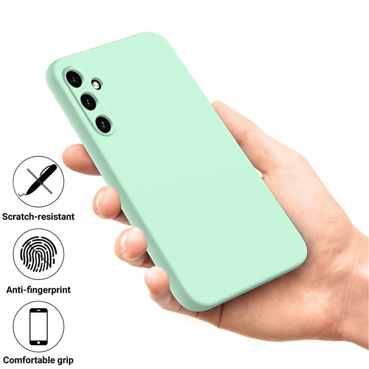 For Samsung Galaxy M15 5G / F15 5G Case Scratchproof Liquid Silicone Phone Cover with Wrist Strap - Green