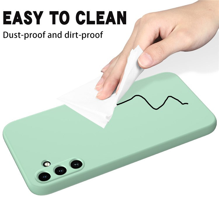 For Samsung Galaxy M15 5G / F15 5G Case Scratchproof Liquid Silicone Phone Cover with Wrist Strap - Green