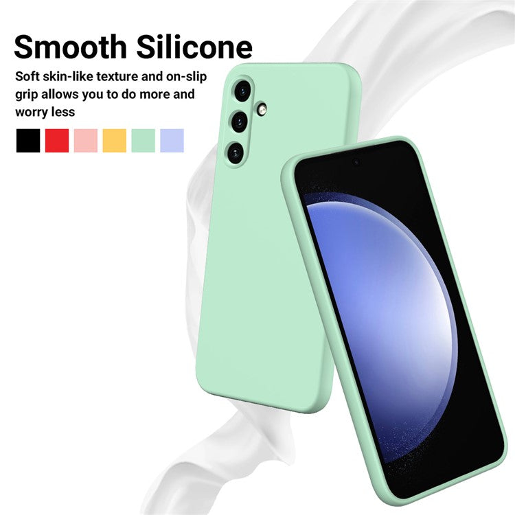 For Samsung Galaxy M15 5G / F15 5G Case Scratchproof Liquid Silicone Phone Cover with Wrist Strap - Green
