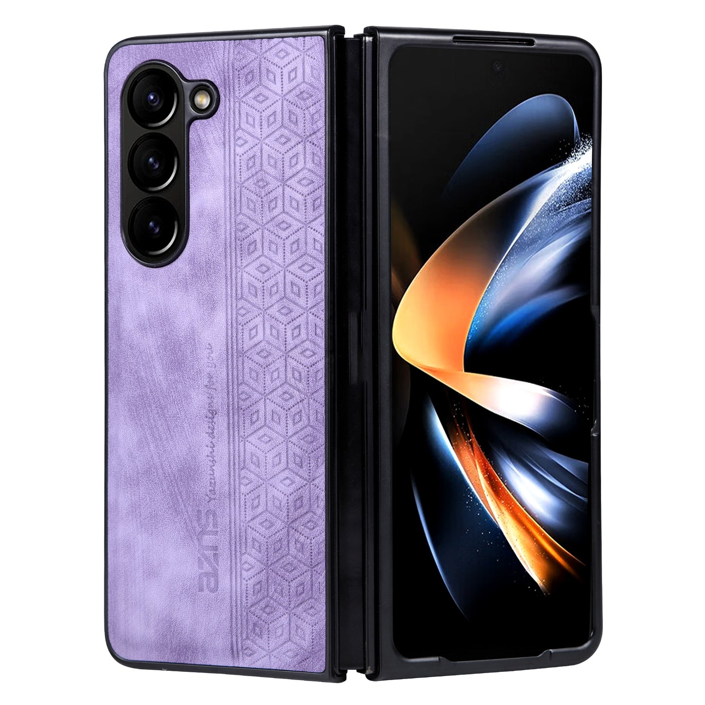 AZNS For Samsung Galaxy Z Fold6 5G Case PU Leather+Hard PC Non-Slip Grip Phone Cover - Purple