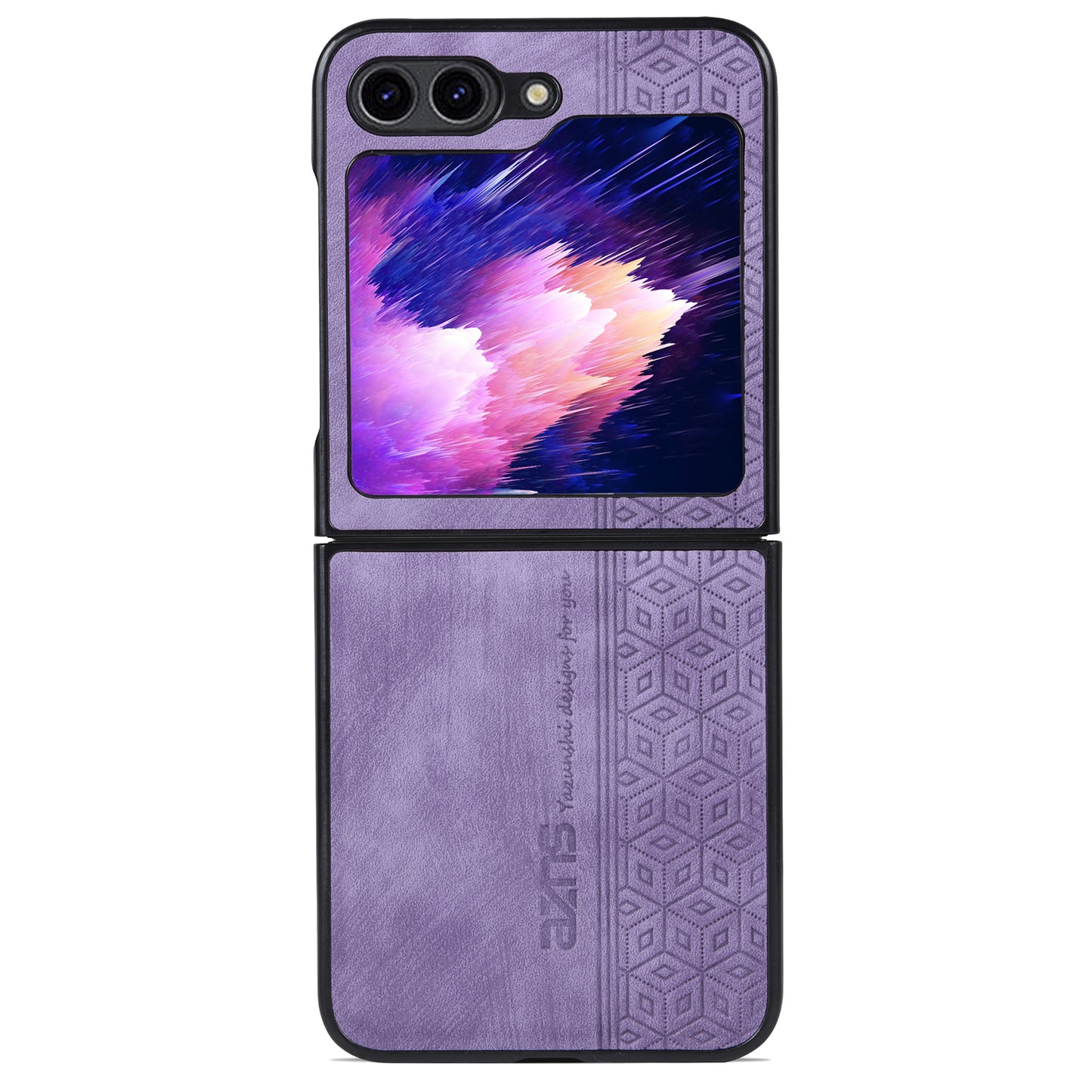 AZNS For Samsung Galaxy Z Flip6 5G Case PU Leather Coated PC Hard Phone Cover - Purple