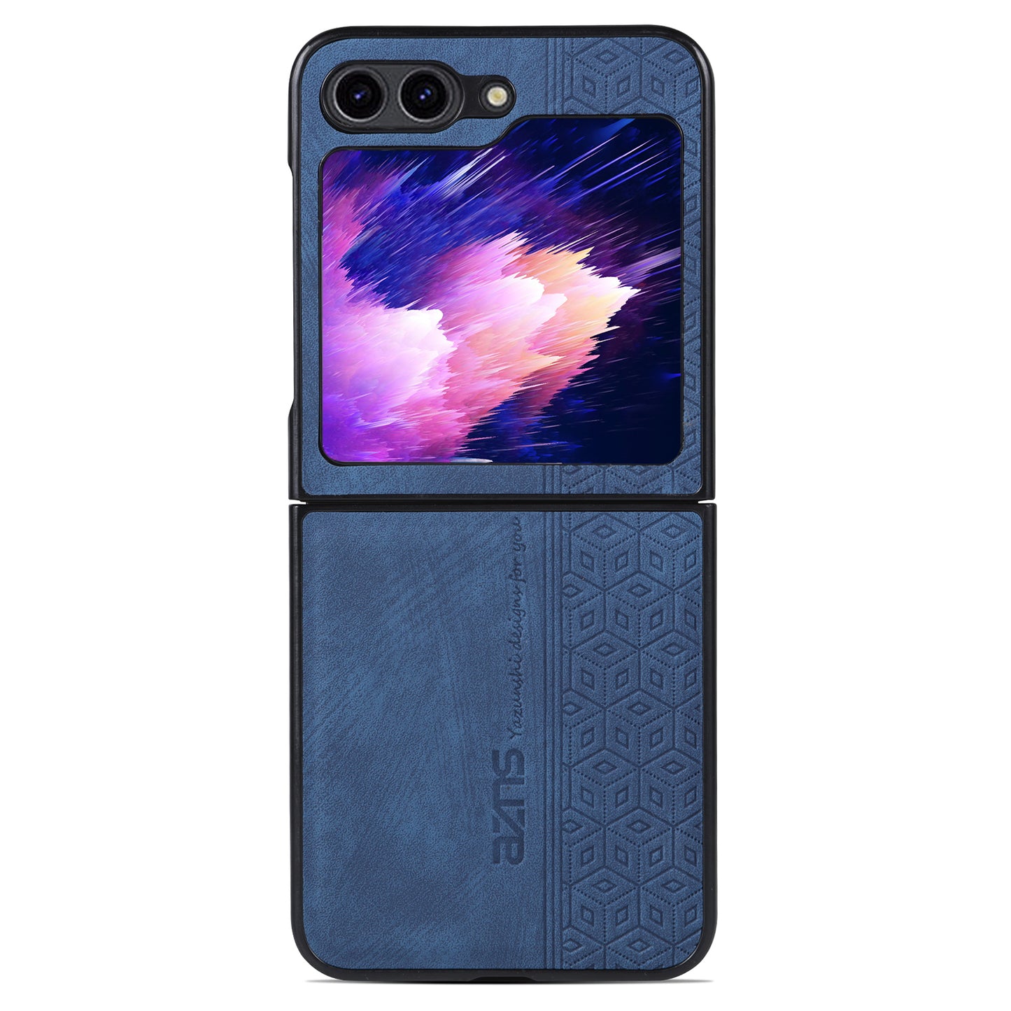AZNS For Samsung Galaxy Z Flip6 5G Case PU Leather Coated PC Hard Phone Cover - Blue