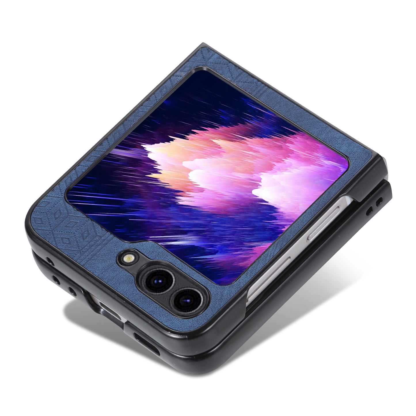 AZNS For Samsung Galaxy Z Flip6 5G Case PU Leather Coated PC Hard Phone Cover - Blue