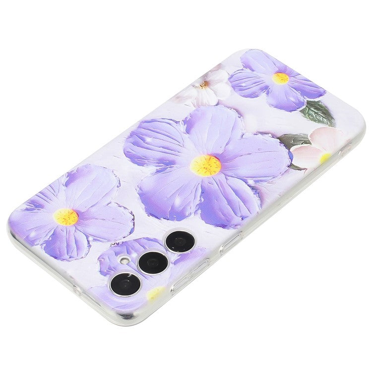 For Samsung Galaxy A25 5G (Global) (161.0 x 76.5 x 8.3mm) Case Pattern Printing Soft TPU Phone Case - Purple Flower