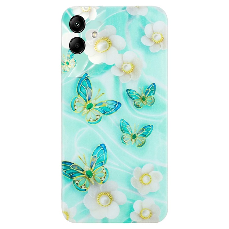 For Samsung Galaxy A05 4G Case TPU Scratch-proof Back Phone Cover with Printing Pattern - Butterfly and Flower