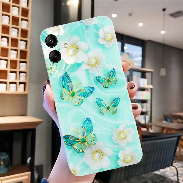 For Samsung Galaxy A05 4G Case TPU Scratch-proof Back Phone Cover with Printing Pattern - Butterfly and Flower
