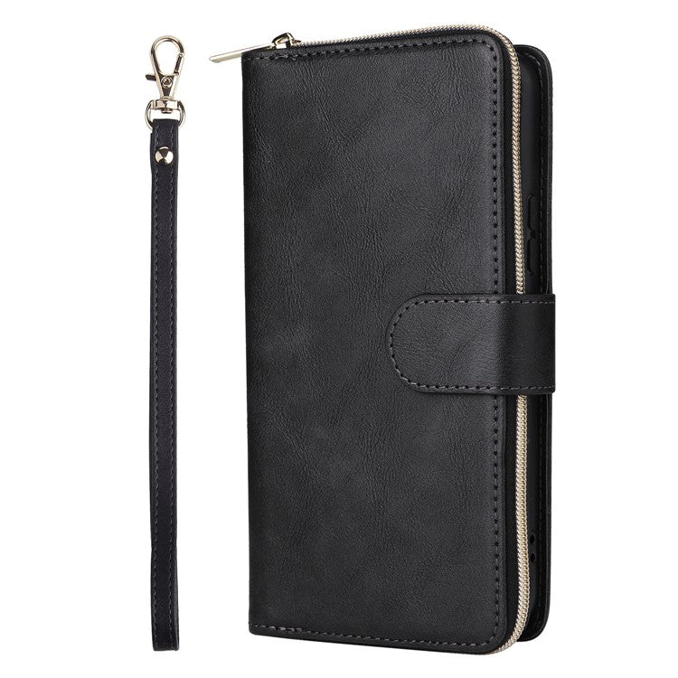 For Samsung Galaxy A54 5G Magnetic Phone Case Zipper Pocket PU Leather Wallet Cover - Black