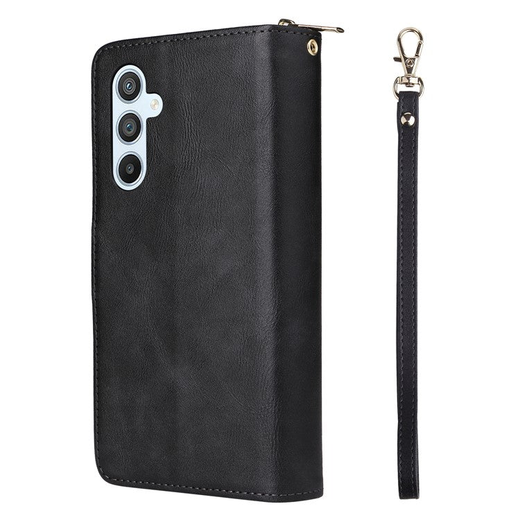 For Samsung Galaxy A54 5G Magnetic Phone Case Zipper Pocket PU Leather Wallet Cover - Black