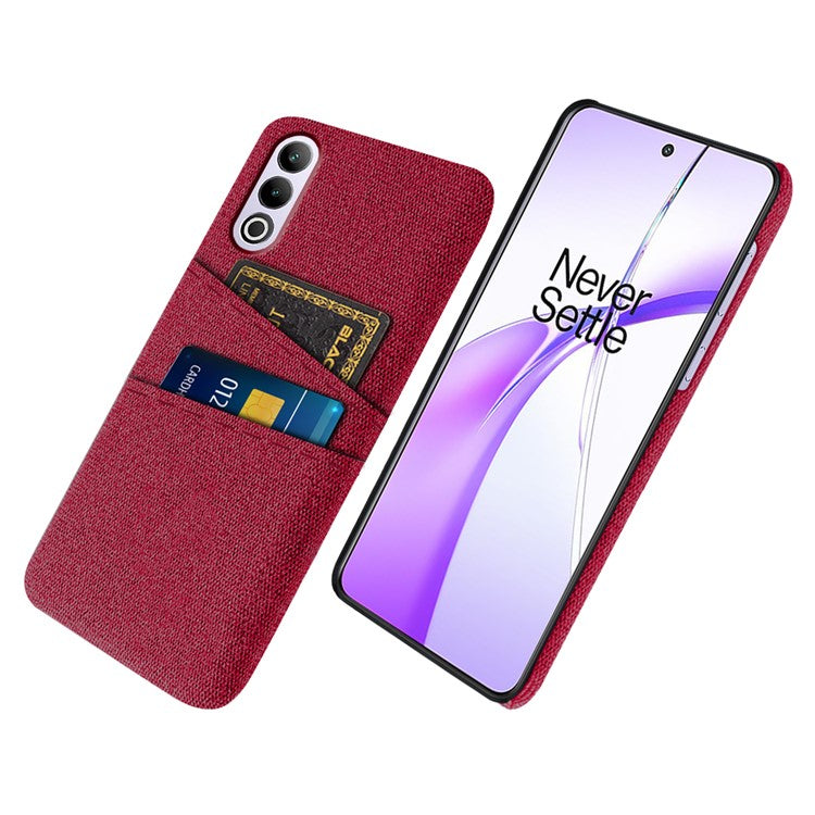 For OnePlus Ace 3V 5G Case Cloth+PC Hard Phone Cover with Dual Card Slots - Red
