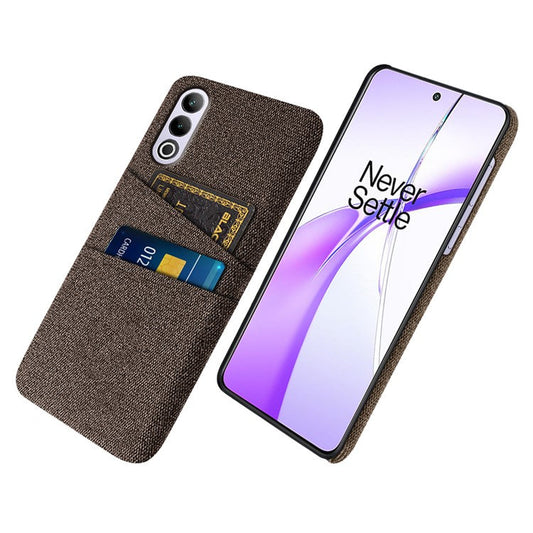 For OnePlus Ace 3V 5G Case Cloth+PC Hard Phone Cover with Dual Card Slots - Brown