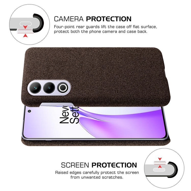 For OnePlus Ace 3V 5G Case Anti-Scratch Cloth+PC Phone Cover - Brown