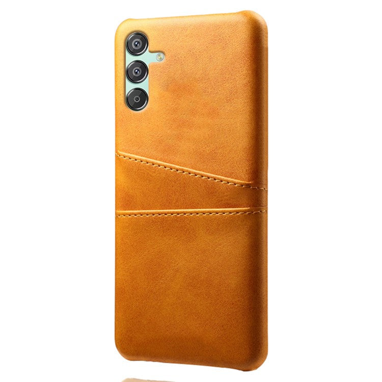 For Samsung Galaxy F15 5G / M15 5G Case PU Leather Hard PC Shockproof Shell with 2 Card Slots - Orange
